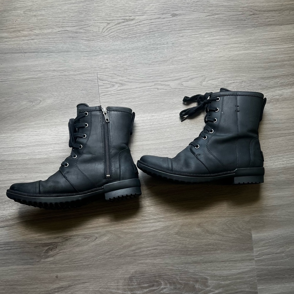 Ugg Waterproof Leather Combat Boots (Size 9)